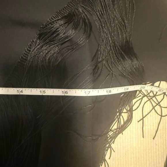 Timing Black Long Sleeve Notched Collar Button Down Fringe Shirt - Picture 8 of 9